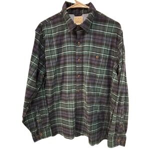 LLBean Traditional Fit Flannel Shirt Mens M Long Sleeve Button Up Plaid Green